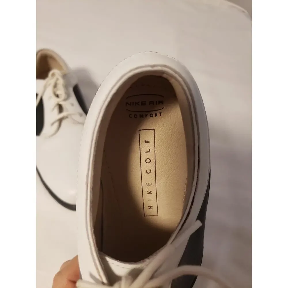 Nike Air Verdana Last Golf Shoes Wmn 6.5 White Black Leather Nike Golf New NWOB